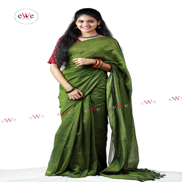 eWe - The Handloom Store+Khadi Plain Saree